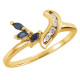 Real Sapphire set in 14 Karat Yellow Gold and .07 Carat Diamond Ring