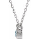 14K White 3 mm Round Natural Sky Blue Topaz Solitaire 18 inch Necklace