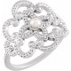 18K White Cultured White Seed Pearl Granulated Ring