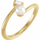 Yellow Gold Ring 14 Karat Cultured Akoya Pearl and 0.10 Carat Natural Diamond Ring
