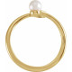Yellow Gold Ring 14 Karat Cultured Akoya Pearl & 1/10 CT Natural Diamond Ring