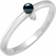 Platinum Cultured Black Akoya Pearl and .015 Carat Natural Diamond Ring