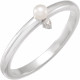 Platinum Cultured White Seed Pearl & .015 CT Natural Diamond Ring