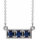 Sapphire Necklace in 14 Karat White Gold  Sapphire 3 Stone Granulated Bar 16 inch Necklace