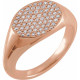 Rose Gold 14 Karat 0.25 Carat Diamond Pave Ring Size 3