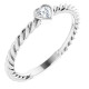 Platinum 0.16 Carat Diamond Bezel Set Rope Ring