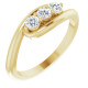 14 Karat Yellow Gold 0.25 Carat Diamond 3 Stone Bypass Ring