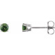 14 Karat White Gold 3 mm Natural Green Blue Sapphire Stud Earrings with Friction Post