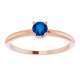 Rose Gold 14 Karat 4 mm Round Cut Natural Blue Sapphire Ring
