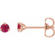 14 Karat Rose Gold 3 mm Natural Ruby Earrings