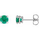 14 Karat White Gold Lab Grown Emerald Earrings