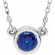 14 Karat White Gold Blue Sapphire 16 inch Necklace