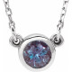 14 Karat White Gold Lab Grown Alexandrite 16 inch Necklace