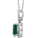 14 Karat White Gold Emerald and .03 Carat Diamond 18 inch Necklace