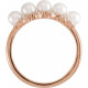 Rose Gold 14 Karat Cultured White Akoya Pearl and 0.15 Carat Natural Diamond Stackable Ring