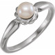 Platinum 6-6.5 mm Cultured White Freshwater Pearl Ring