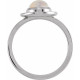 Sterling Silver Natural Rainbow Moonstone and 0.15 Carat Natural Diamond Halo Style Ring