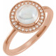 14 Karat Rose Gold Natural Rainbow Moonstone and 0.10 Carat Natural Diamond Halo Style Ring