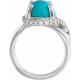 White Diamond in 14 Karat White Gold Turquoise and 0.17 Carat Diamond Ring