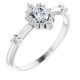 Sterling Silver Natural White Sapphire & 0.17 Carat Natural Diamond Halo Style Ring