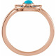 14 Karat Rose Gold Natural Turquoise and Natural Aquamarine Fan Ring