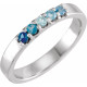 14 Karat White Gold Natural Blue Multi-Gemstone Midi Ring