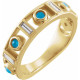 Yellow Gold Ring 14 Karat Natural Turquoise and 0.25 Carat Natural Diamond Bezel Set ring