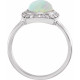Platinum Natural White Ethiopian Fire Opal and 00.17 Carat Natural Diamond Halo Style Ring