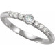 Sterling Silver Natural Moonstone and 00.17 Carat Natural Diamond Stackable Ring