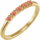 Yellow Gold Ring 14 Karat Natural Pink Coral Stackable Ring