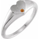 Platinum Natural Citrine Heart Signet Ring