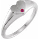 Platinum Natural Ruby Heart Signet Ring