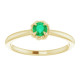 Yellow Gold Ring 14 Karat Natural Emerald Solitaire Rope Ring