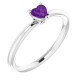 Platinum Natural Genuine AAA Amethyst Solitaire Ring
