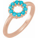 Rose Gold 14 Karat Natural Turquoise Cabochon Halo Style Ring