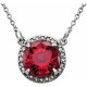 Shop Sterling Silver 6mm Round Ruby and .04 Carat Diamond 16 inch Necklace