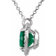 14 Karat White Gold 7mm Round Emerald and .04 Carat Diamond 16 inch Necklace