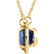 14 Karat Yellow Gold 7mm Round Blue Sapphire and .04 Carat Diamond 16 inch Necklace