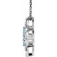 Platinum  Aquamarine & 0.10 Carat Diamond Clover 18 inch Necklace