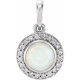 Sterling Silver Opal and 0.10 Carat Diamond Pendant