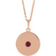 Lab Ruby Gem in 14 Karat Rose Gold Lab Ruby Disc 16 inch Necklace