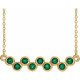 Emerald Necklace in 14 Karat Yellow Gold Emerald Bezel Set Bar 16 18 inch Necklace