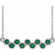 Emerald Necklace in Sterling Silver Emerald Bezel Set Bar 16 18 inch Necklace