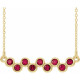 Chatham Ruby Necklace in 14 Karat Yellow Gold Ruby Bezel Set Bar 16 inch Necklace