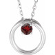 Platinum Natural Mozambique Garnet Circle 16 inch Necklace