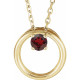 14 Karat Yellow Gold Natural Mozambique Garnet Circle 16 inch Necklace