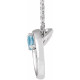 Platinum Natural Aquamarine Gem Circle 16 to 18 inch Necklace