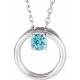 14 Karat White Gold Blue Zircon Circle 16 18 inch Necklace