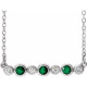 Created Emerald Necklace in Platinum Created Emerald and .08 Carat Diamond Bezel Set Bar 16Necklace