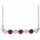 Lab Ruby Gem in Sterling SilverLab Ruby and .08 Carat Diamond Bezel Set Bar 16 inch Necklace